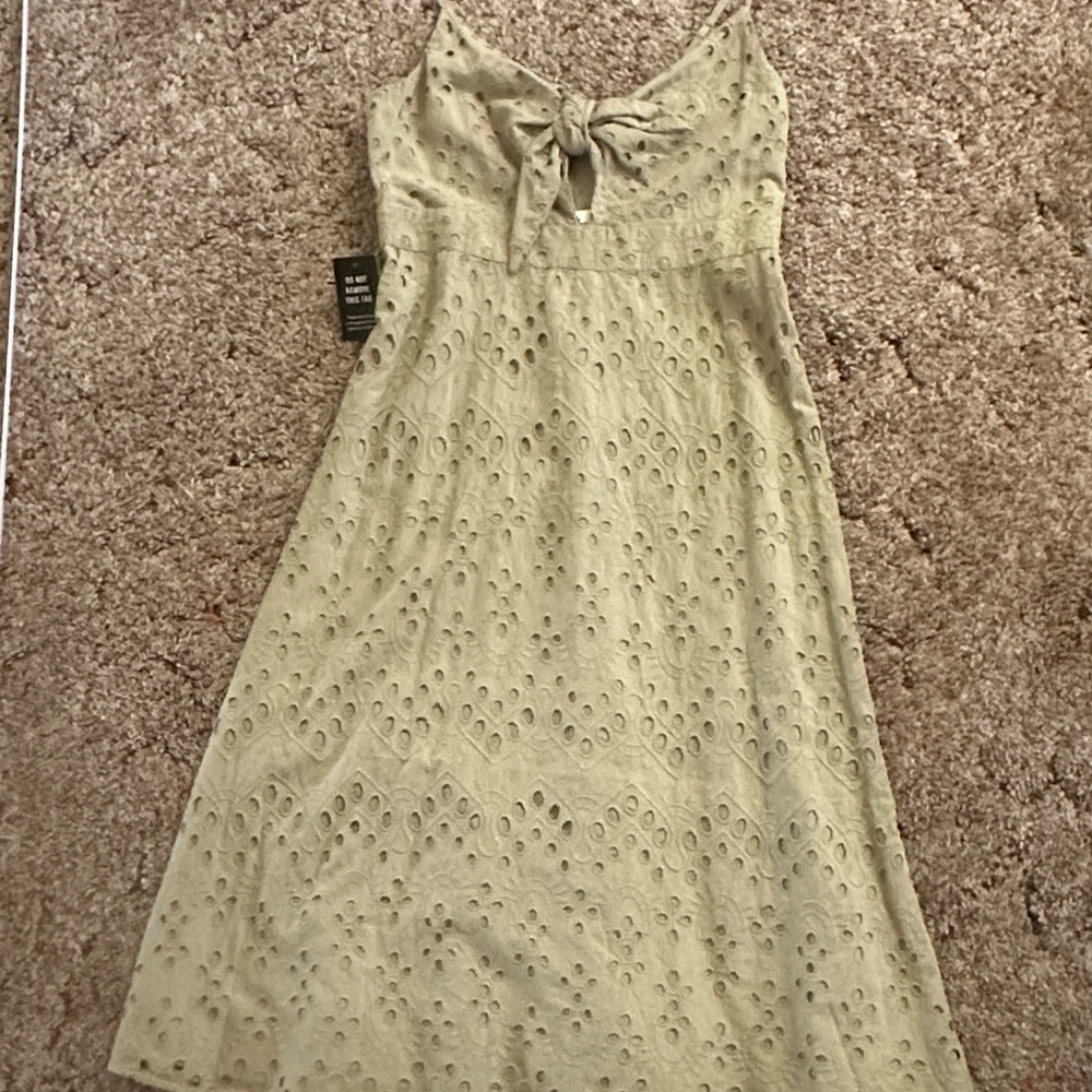 Olive Green Eyelet Dress
